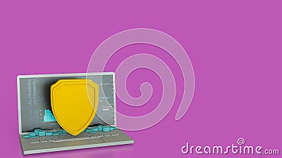 The notebook and shield for cyber security concept 3d rendering Stock Photo