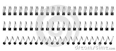 Notebook spirals. Wired binding notebook sheets spiral binder and ringed for paper. Vector spiral steel rings Vector Illustration