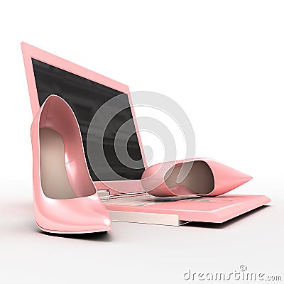 Notebook and stiletto Stock Photo