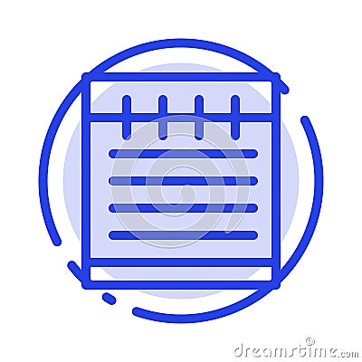 Notebook, Study Education, School Blue Dotted Line Line Icon Vector Illustration