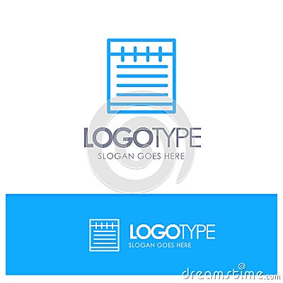 Notebook, Study Education, School Blue Outline Logo Place for Tagline Vector Illustration