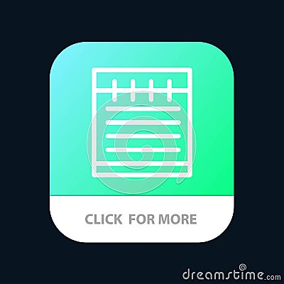 Notebook, Study Education, School Mobile App Button. Android and IOS Line Version Vector Illustration