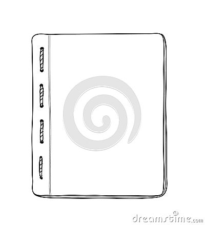 Notebook top view on white background hand drawn blank paper Cartoon Illustration