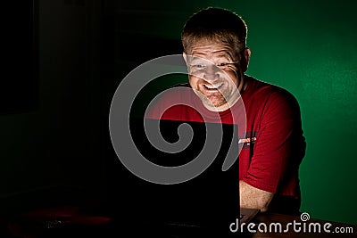 Notebook User Looking Very Happy Stock Photo