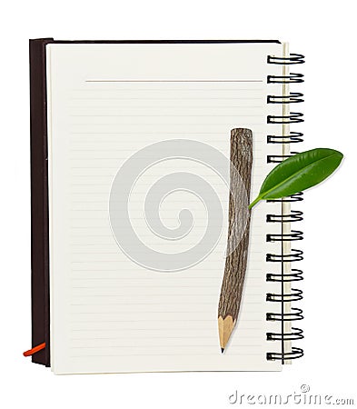 Notebook and wood pencil Stock Photo