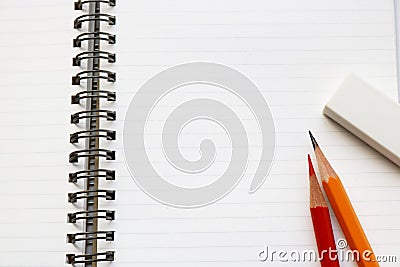 Notebook and writing utensils Stock Photo