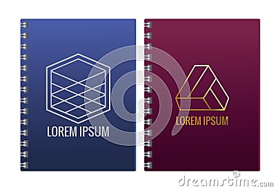 notebooks with geometrics figures emblems mockup branding Vector Illustration