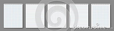 Notebooks lined and dots paper page. Sketchbook Vector Illustration