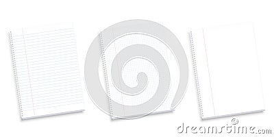 Notebooks Lined Squared Blank Set Vector Illustration
