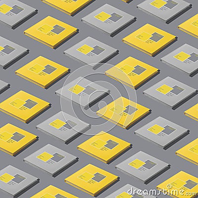 Notebooks on paper background, copy space. Illuminating, ultimate gray. Color of the year 2021. Top view, flat lay Editorial Stock Photo
