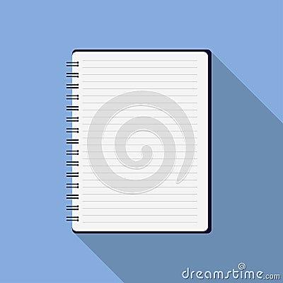 Notepad education on blue background with shadows empty paper work paper success checklist report page work. Flat design EPS 10 Stock Photo