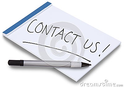 Notepad with handwritten Contact Us Stock Photo