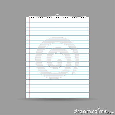 Notepad with lines and shadow on gray background Stock Photo