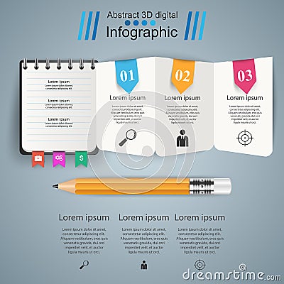 Notepad, notebok icon. Abstract infographic. Vector Illustration