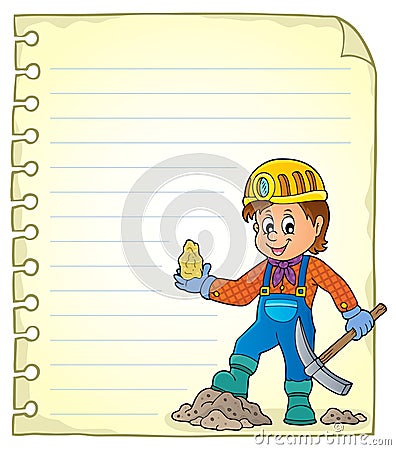 Notepad page with miner theme 1 Vector Illustration