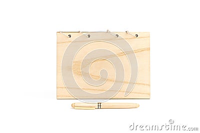 Notepad on rings with solid wood cover Stock Photo