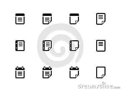 Notepad and sticky note icon set. Vector Illustration