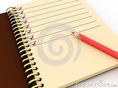 Notepad with task list Cartoon Illustration