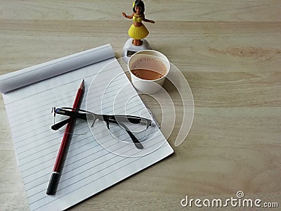 NOTEPAD WITH TEA Stock Photo