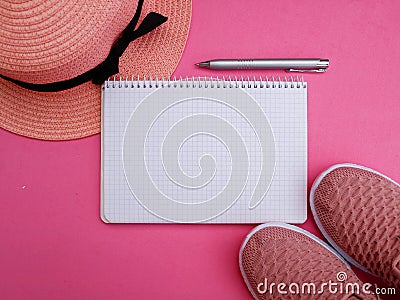 Notepad for writing travel ideas. Stock Photo