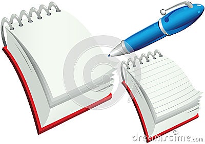 Notepads and pen Vector Illustration