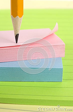 Notepads with Pencil. Stock Photo