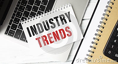white background. Text INDUSTRY TRENDS Stock Photo
