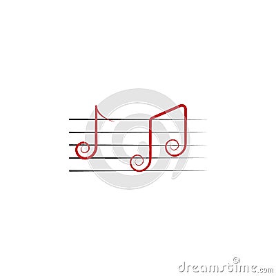 notes music 2 colored line icon. Simple colored element illustration. notes music outline symbol design from theater set on white Cartoon Illustration