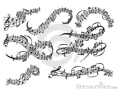 Notes music melody colorfull musician symbols sound melody text writting audio symphony vector illustration Vector Illustration