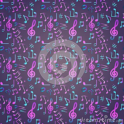 Notes Seamless Pattern Music Banner Colorful Modern Musical Poster Vector Illustration