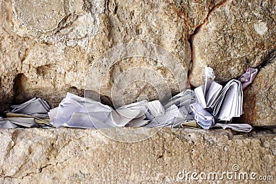 Notes in the wailing wall Israel Stock Photo