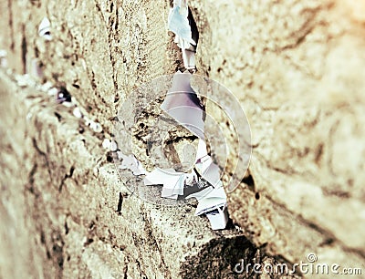 Notes on the Wailing (Western) Wall in Jerusalem Israel Stock Photo