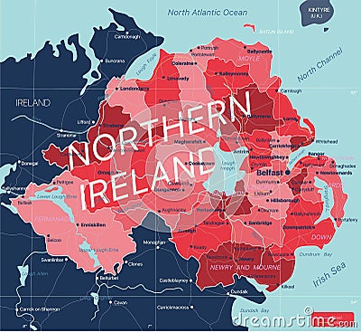 Nothern Ireland country detailed editable map Stock Photo