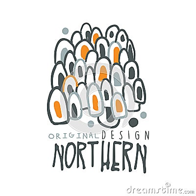 Nothern logo template original design, badge for nothern travel, sport, holiday, adventure colorful hand drawn vector Vector Illustration