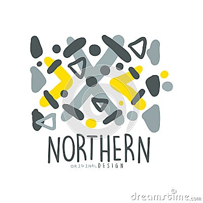 Nothern logo template original design, badge for nothern travel, sport, holiday, adventure colorful hand drawn vector Vector Illustration