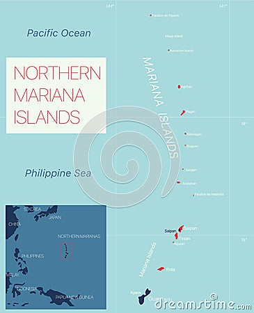 Nothern Mariana Islands detailed editable map Vector Illustration