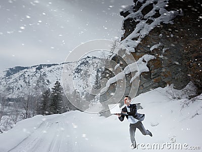 Nothing gonna stop him. Mixed media Stock Photo