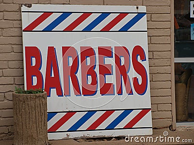A Modern Version of the Old Barber Pole Sign Works Just Fine Stock Photo