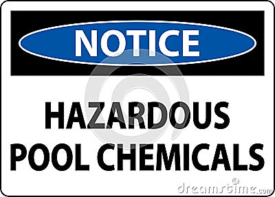 Notice Hazardous Pool Chemicals On White Background Vector Illustration