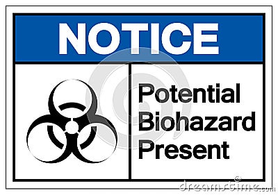 Notice Potential Biohazard Present Symbol Sign, Vector Illustration, Isolated On White Background Label. EPS10 Vector Illustration