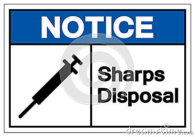 Notice Sharps Disposal Symbol Sign, Vector Illustration, Isolated On White Background Label . EPS10 Vector Illustration