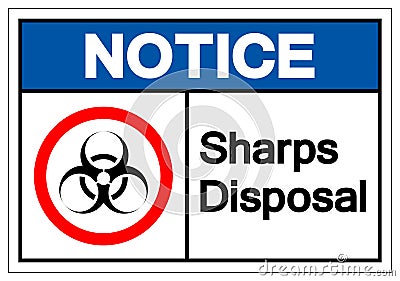 Notice Sharps Disposal Symbol Sign, Vector Illustration, Isolated On White Background Label .EPS10 Vector Illustration