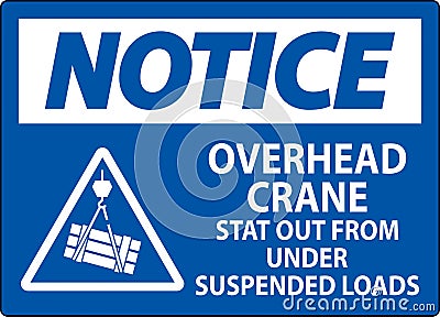 Notice Sign, Overhead Crane Suspended Loads Vector Illustration
