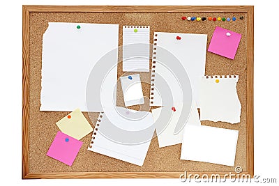 Noticeboard or pinboard Stock Photo