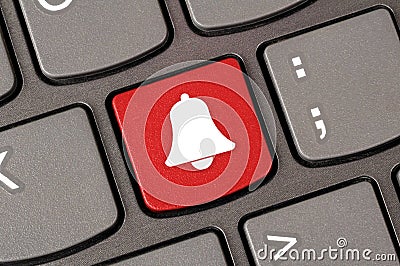 Notification bell on keyboard Stock Photo