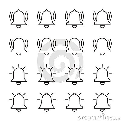 Notification bell icon set. New message notification icon collection, design for web Vector Illustration Vector Illustration