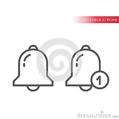 Notification bell thin line vector icon. Doorbell outline symbol. Vector Illustration