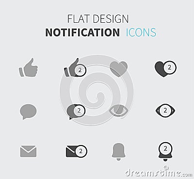 Notification icons in flat design Vector Illustration