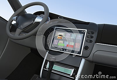 Notification of incoming call for smart car console Stock Photo