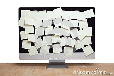 Notification stickers on desktop office display Stock Photo